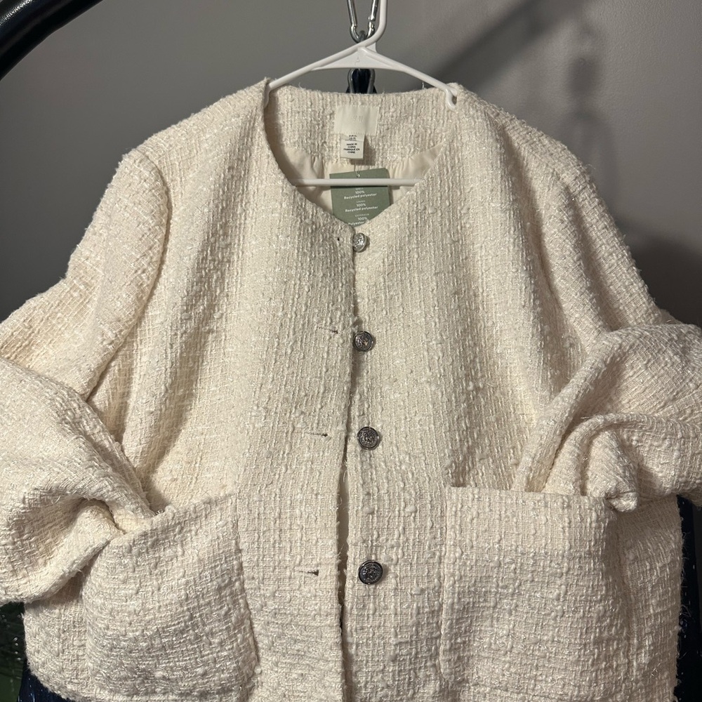 Women's Cream Textured Jacket